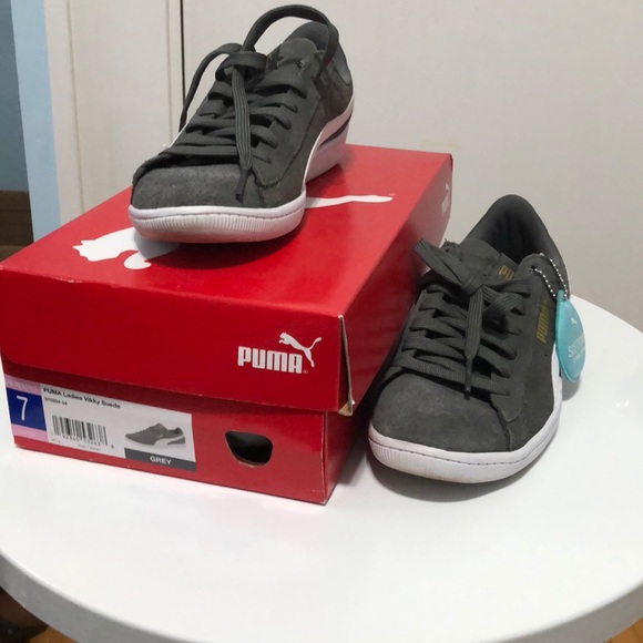 puma ladies vikky suede grey